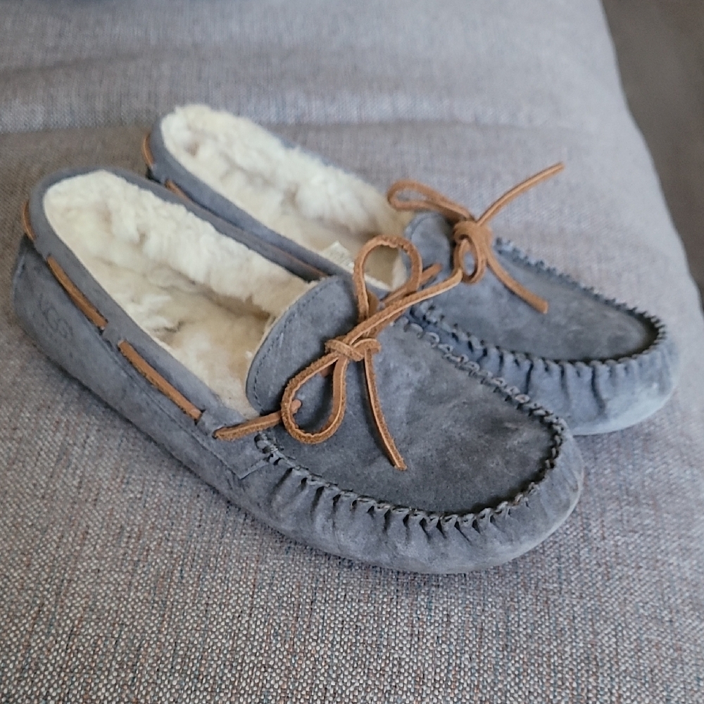 UGG Blue Suede Moccasin Slippers